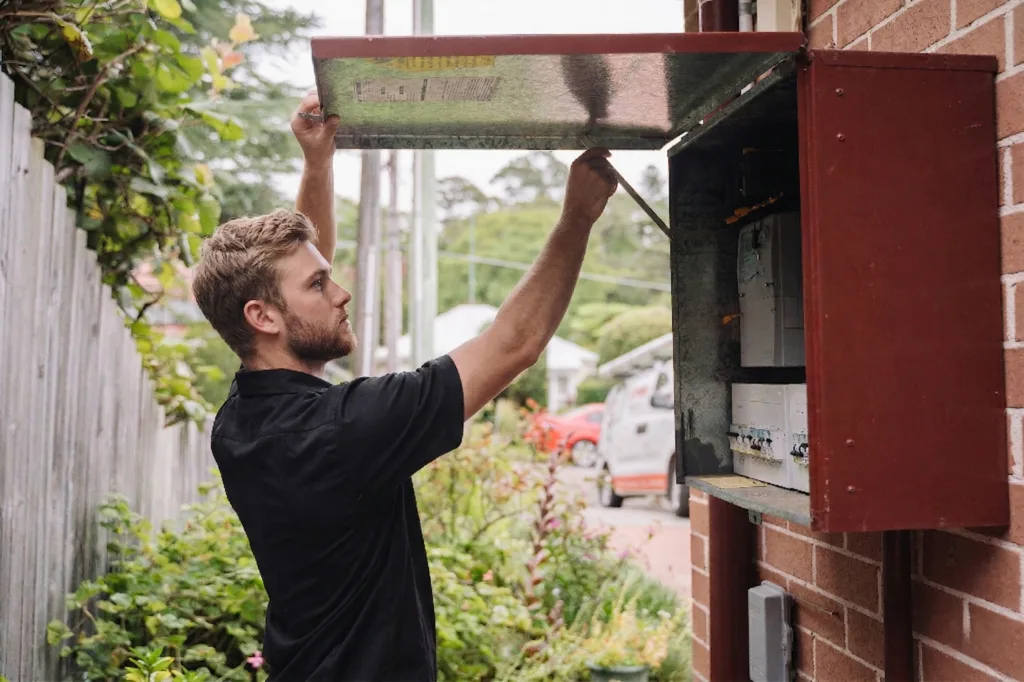 Electrician installing downlights in a Little Bay home